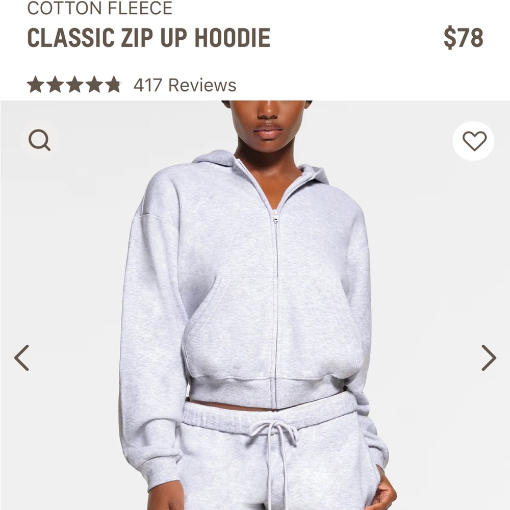 SKIMS classic zip up hoodie